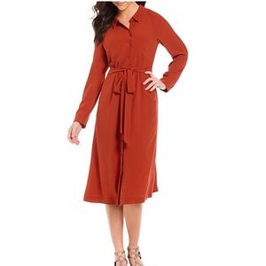 Sz L Eileen Fisher Silk Crepe Shirt dress